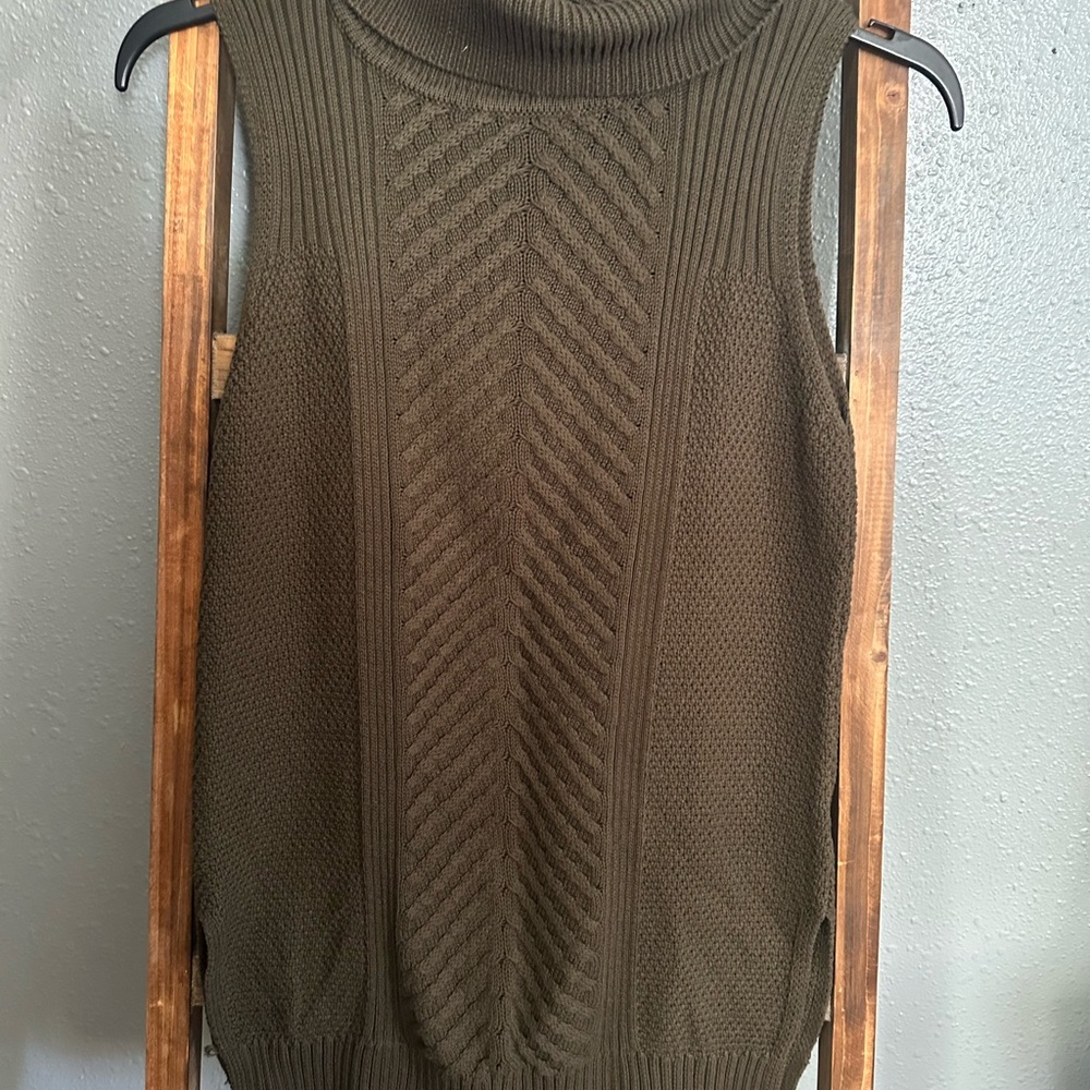 Olive Green Sleeveless Knit Sweater